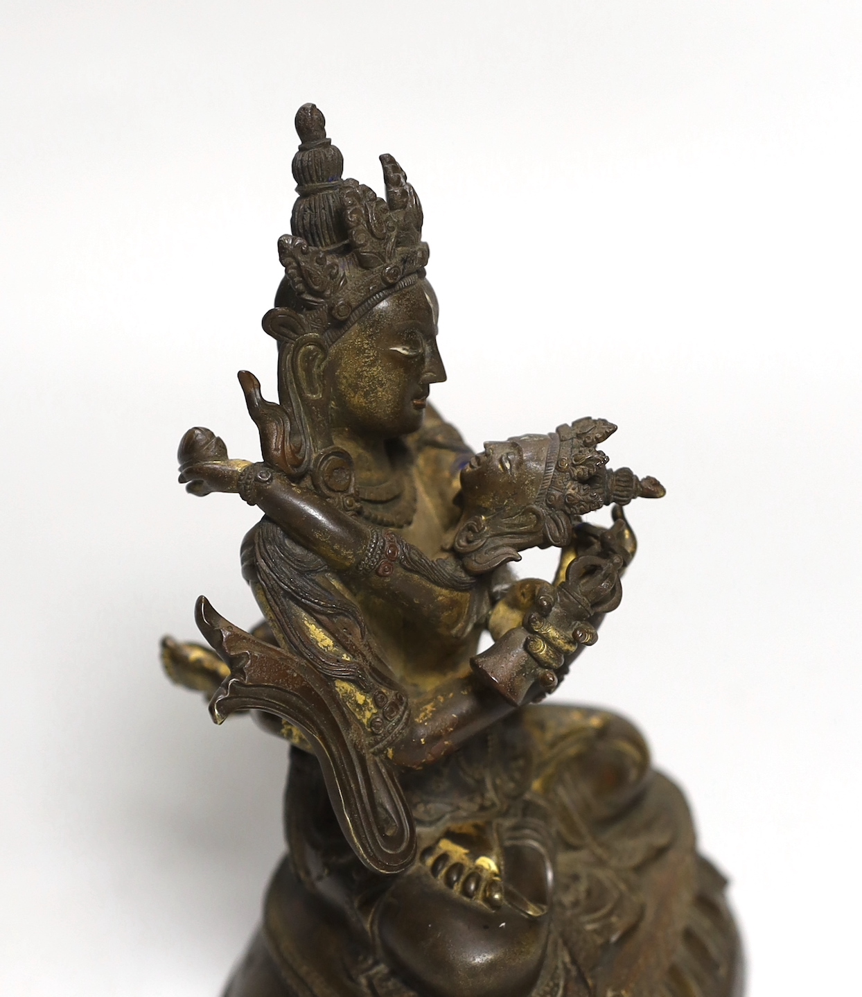 A Sino-Tibetan bronze Vajrasattva and consort, 16cm
